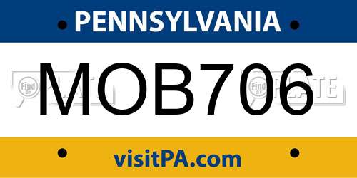 MOB706 Pennsylvania License Plate