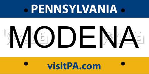 MODENA Pennsylvania License Plate