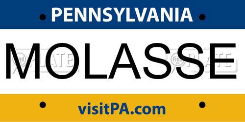 MOLASSE Pennsylvania License Plate