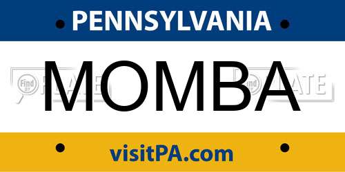 MOMBA Pennsylvania License Plate