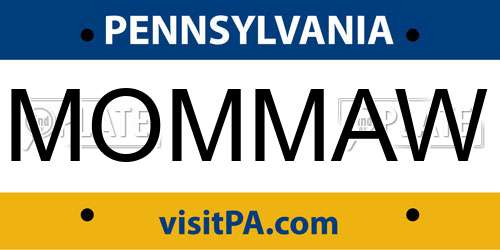 MOMMAW Pennsylvania License Plate