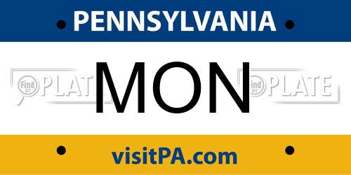 MON Pennsylvania License Plate