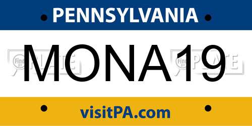 MONA19 Pennsylvania License Plate