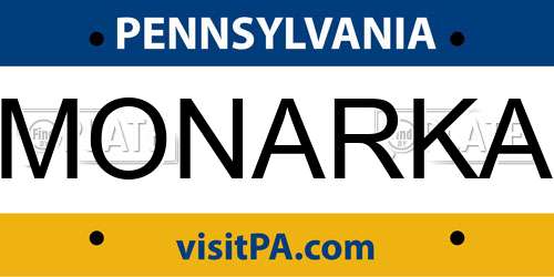 MONARKA Pennsylvania License Plate