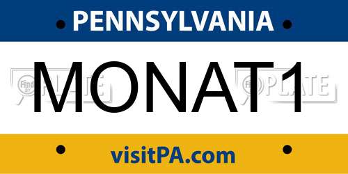 MONAT1 Pennsylvania License Plate