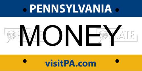 MONEY Pennsylvania License Plate
