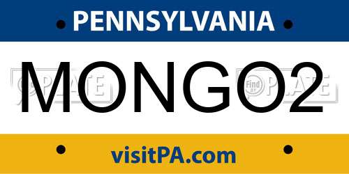 MONGO2 Pennsylvania License Plate