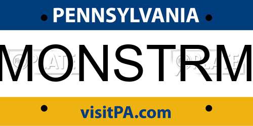 MONSTRM Pennsylvania License Plate