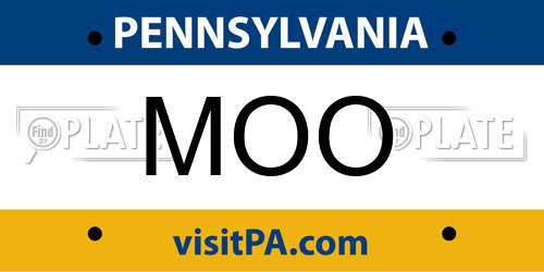 MOO Pennsylvania License Plate