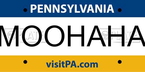 MOOHAHA Pennsylvania License Plate