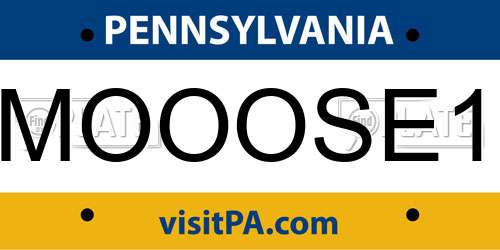 MOOOSE1 Pennsylvania License Plate