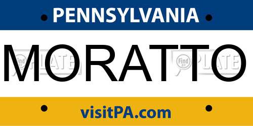 MORATTO Pennsylvania License Plate