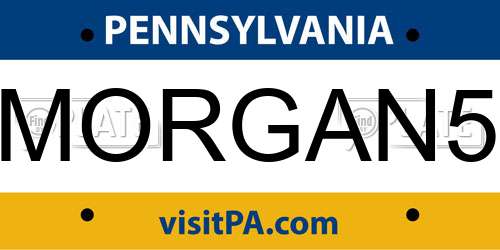 MORGAN5 Pennsylvania License Plate