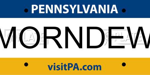 MORNDEW Pennsylvania License Plate