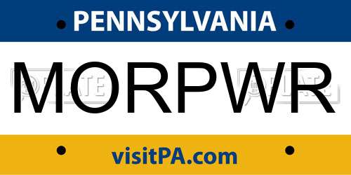 MORPWR Pennsylvania License Plate