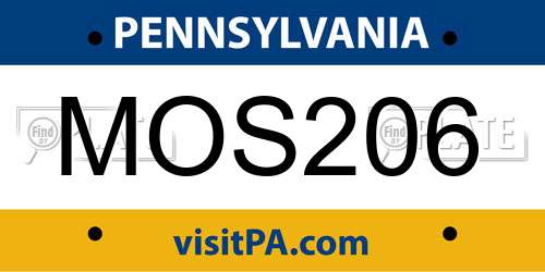 MOS206 Pennsylvania License Plate