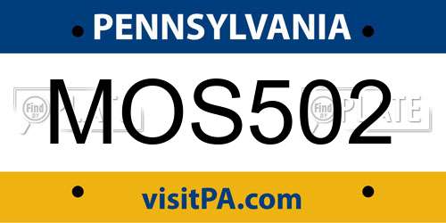 MOS502 Pennsylvania License Plate