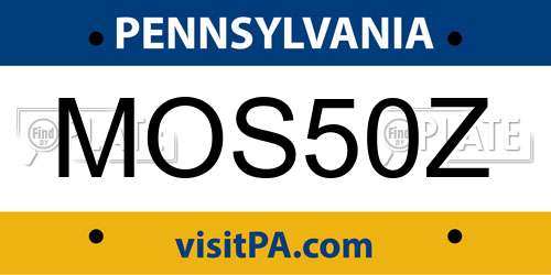 MOS50Z Pennsylvania License Plate