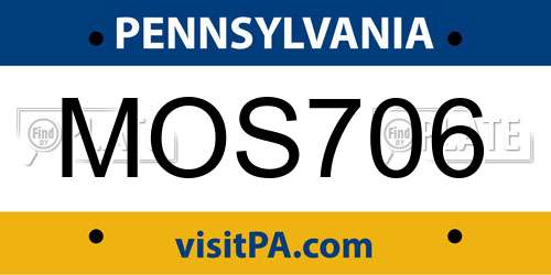 MOS706 Pennsylvania License Plate
