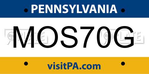 MOS70G Pennsylvania License Plate