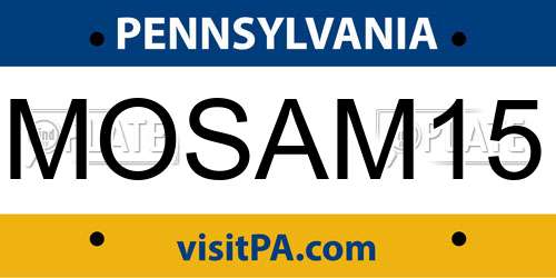 MOSAM15 Pennsylvania License Plate
