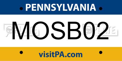 MOSB02 Pennsylvania License Plate
