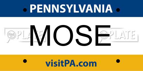 MOSE Pennsylvania License Plate