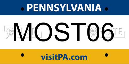 MOST06 Pennsylvania License Plate