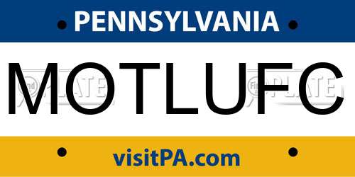 MOTLUFC Pennsylvania License Plate