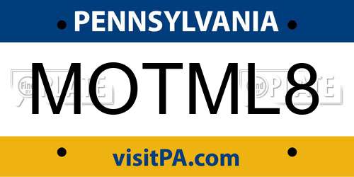 MOTML8 Pennsylvania License Plate