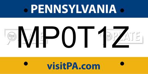 MP0T1Z Pennsylvania License Plate