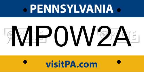 MP0W2A Pennsylvania License Plate