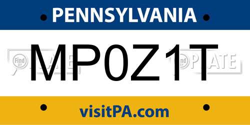 MP0Z1T Pennsylvania License Plate