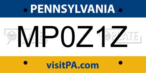 MP0Z1Z Pennsylvania License Plate