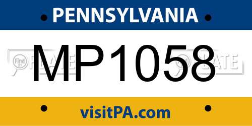 MP1058 Pennsylvania License Plate
