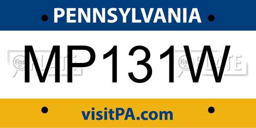 MP131W Pennsylvania License Plate