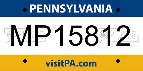 MP15812 Pennsylvania License Plate