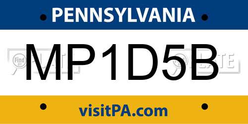 MP1D5B Pennsylvania License Plate