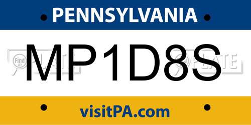 MP1D8S Pennsylvania License Plate