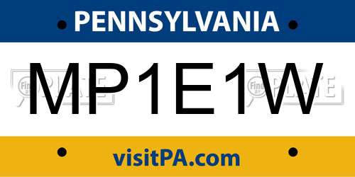 MP1E1W Pennsylvania License Plate