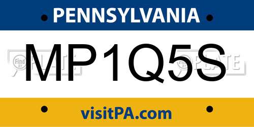 MP1Q5S Pennsylvania License Plate