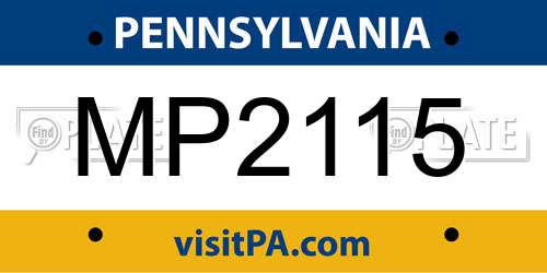 MP2115 Pennsylvania License Plate