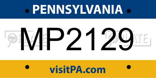 MP2129 Pennsylvania License Plate