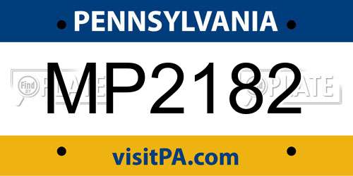 MP2182 Pennsylvania License Plate