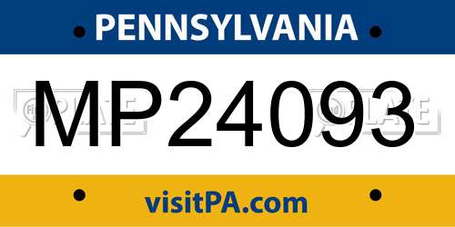 MP24093 Pennsylvania License Plate
