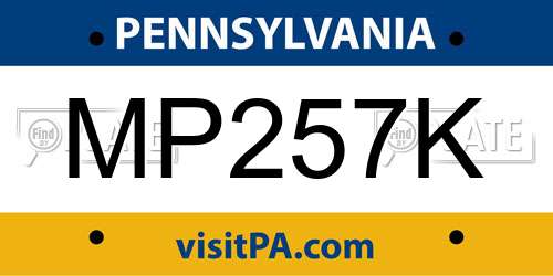 MP257K Pennsylvania License Plate