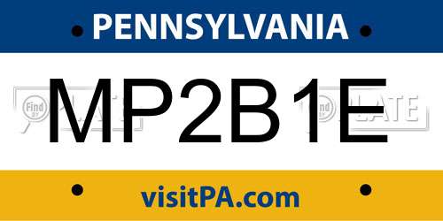 MP2B1E Pennsylvania License Plate
