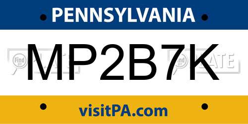 MP2B7K Pennsylvania License Plate