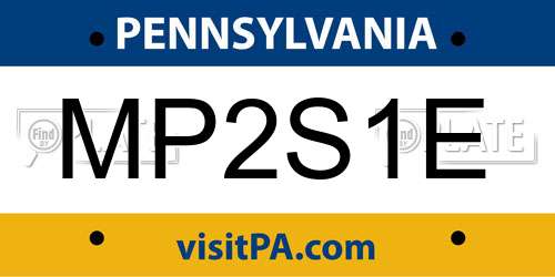 MP2S1E Pennsylvania License Plate