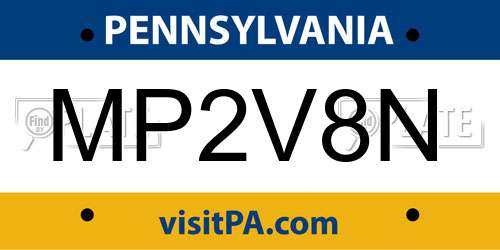 MP2V8N Pennsylvania License Plate